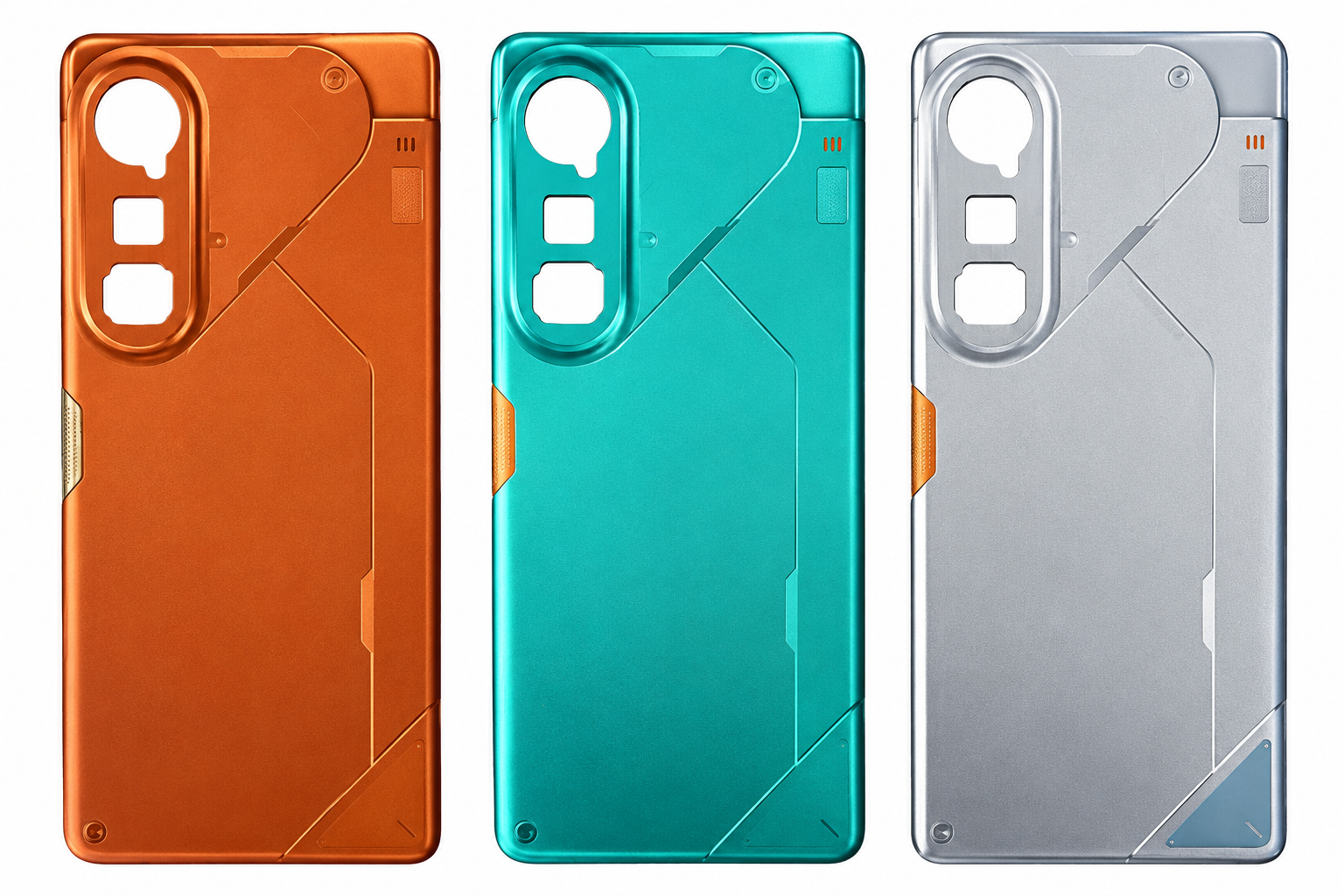 Compatible Replacement for Tecno Pova Curve 5G Back Panel – Orange, Green & Silver